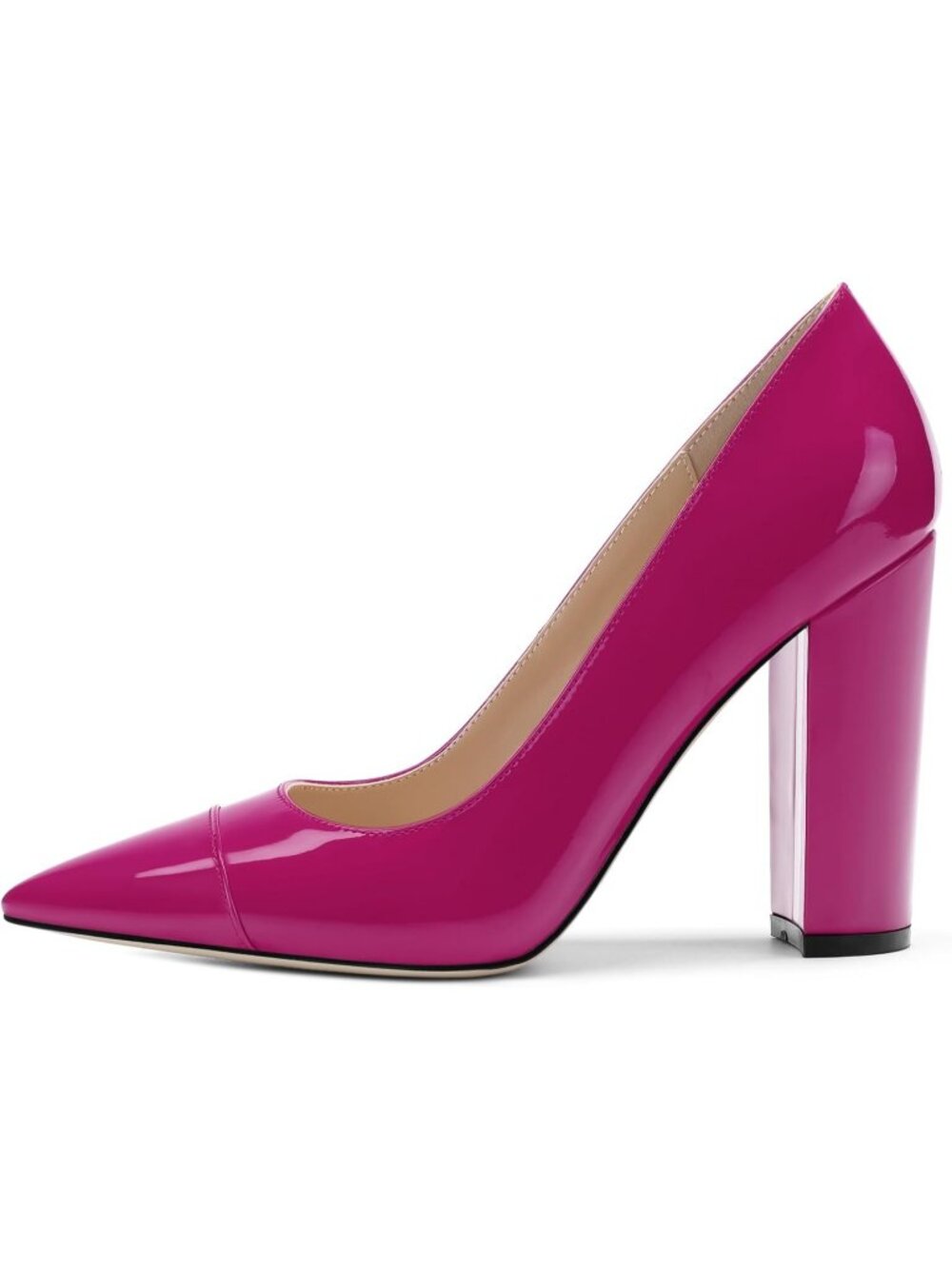Women's Magenta Patent Pointed Toe High Heels Slip On Pumps Street Banquet Shoes - Picture 2 of 5